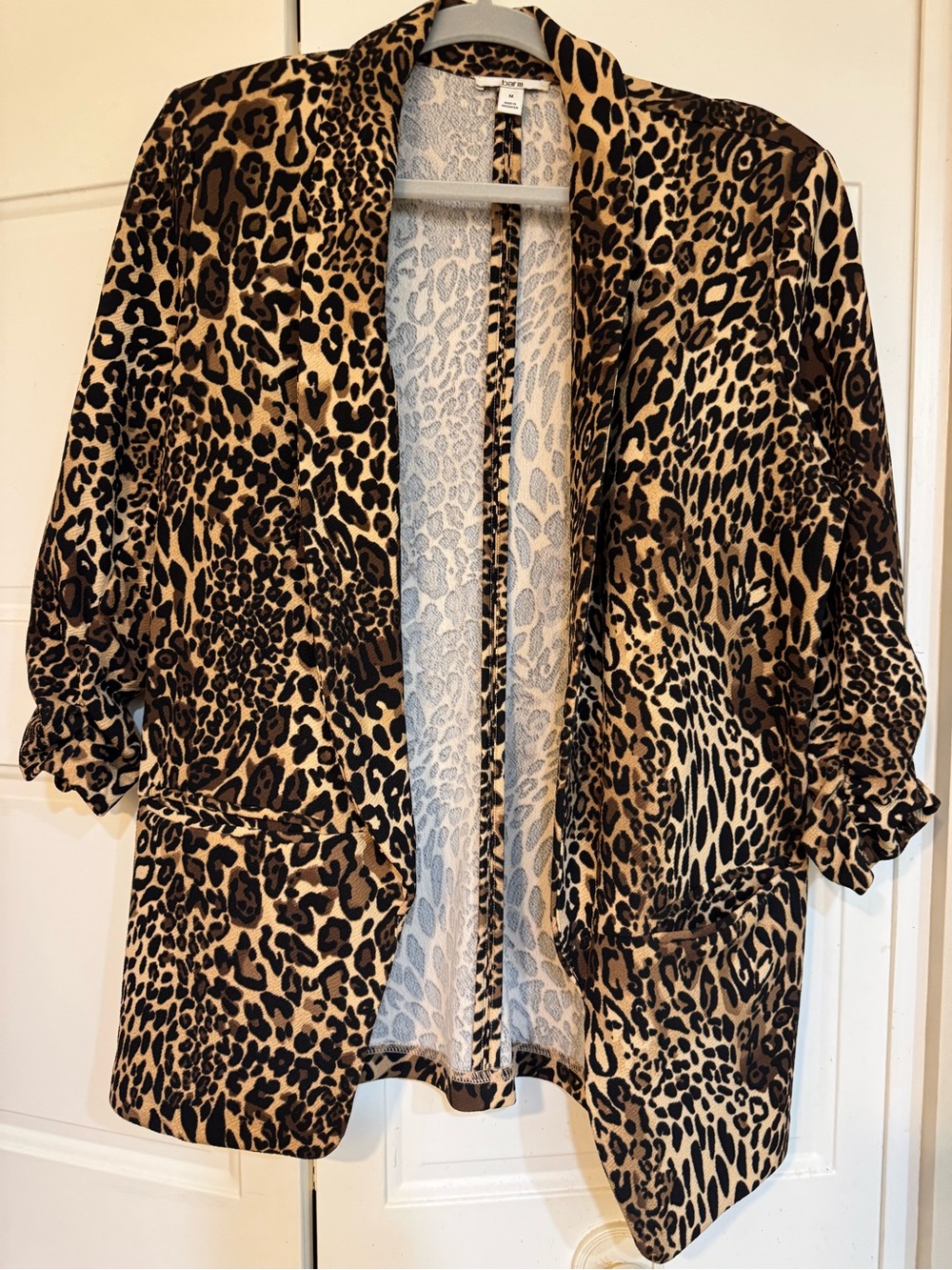 Bar III Leopard Print Open Front Jacket in Brown and Black